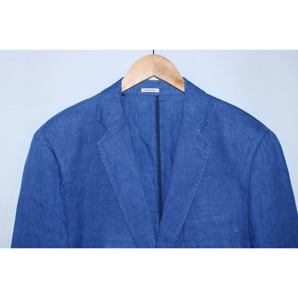 Peter Millar Men's XL Blue 100% Linen 2-Button Summer Blazer Jacket - Picture 2 of 11